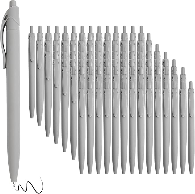 BallPoint Pens, 100 Pack (BLACK Ink),Bulk Pens, Grey Barrel,Click Pens for Office Home and School, Retractable Ballpoint Pens, Medium Point, 1.00MM (Grey)