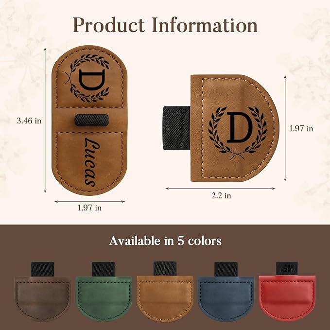 Personalized Bygone Mark Bookmark with Pen Holder,Engraving Leather Magnetic Bookmarks Vintage 26 Letters Name Initials Text Book Marker Clips Gifts for Reading Book Lovers Women (Red, N)