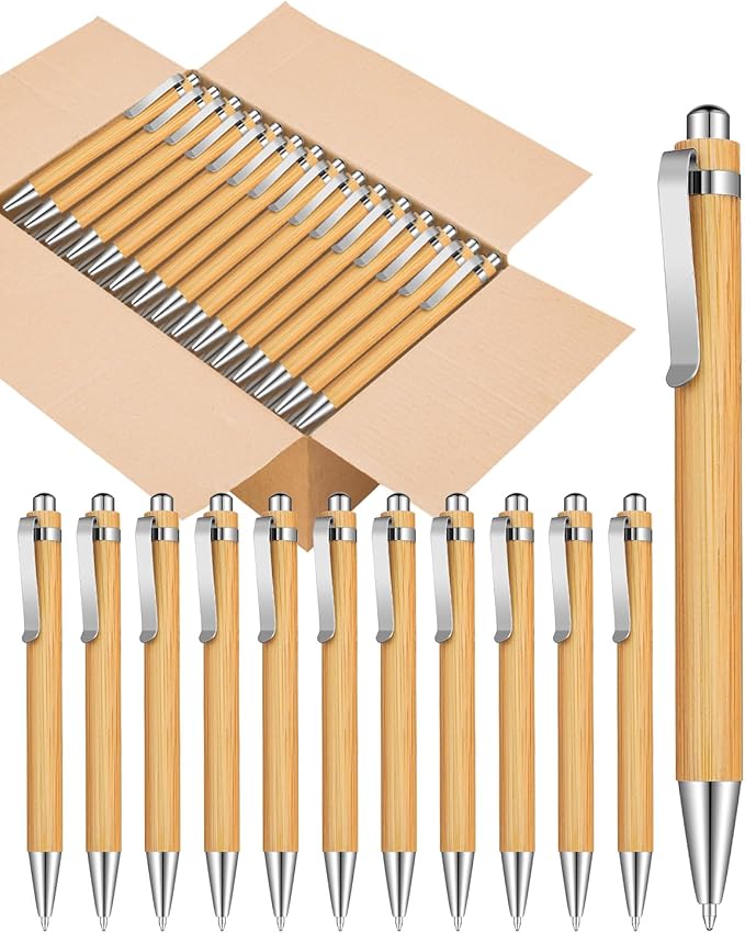 250pcs Bamboo Pens Bulk Wooden Bamboo Pens Engraving Wooden Ballpoint Pen Customizable Gift Pen Bulk
