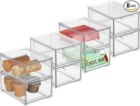 Clarity Pantry Stacking Drawer 8 x 6 x 4 M8 (Pack of 8) - Clear