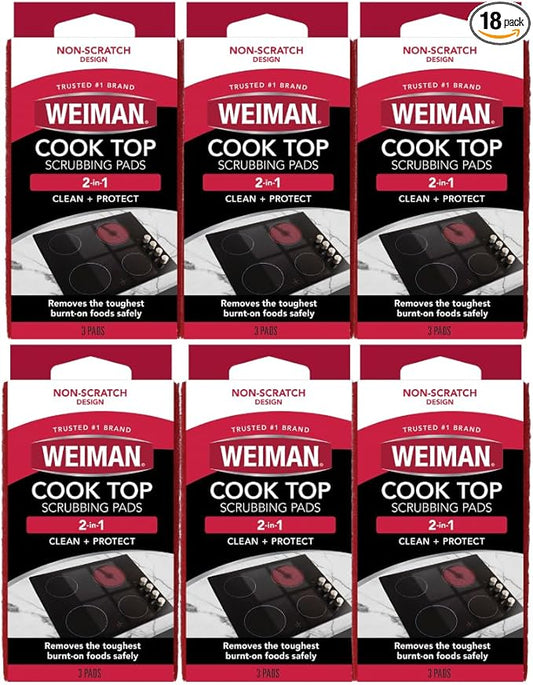 Weiman Products Cook Top Scrubbing Pad, 3 Count, 6 Per Case