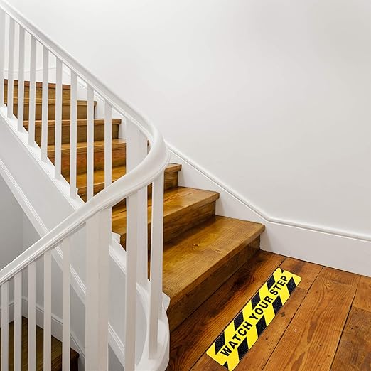 Boao 6 Pieces Watch Your Step Stickers Sign 6 x 24 Inch Caution Watch Your Step Floor Decals Warning Sticker Adhesive Tape Anti Slip Abrasive Tape for Workplace Safety Wet Floor Caution