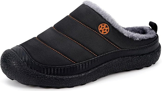 Womens Mens House Slippers Slip on Snow Winter Warm Fully Fur Lined Slippers Indoor Outdoor Shoes