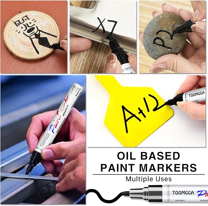 Orange Permanent Paint Pens - 2 Pack Oil Based Paint Markers, Pens for Rock Painting Car Tyre Metal, Plastic, Canvas, Mugs, Wood, Glass, Quick Drying and Waterproof, Medium Point