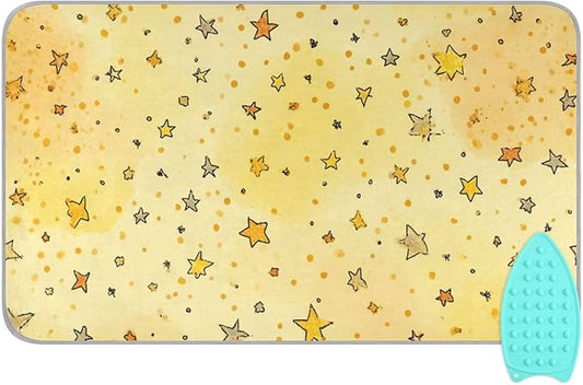 Golden Stars and Dots Ironing Mat for Table top Portable Ironing Pad Blanket for Washer Dryer Countertop Travel
