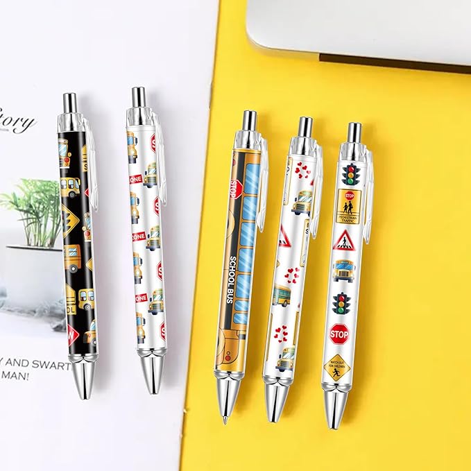 30 PCS School Bus Pens Bulk, Back To School Supplies Pens Teachers Pen with 1mm Black Ink Replaceable Ballpoint Pen Refill for Men Women Office Supplies (Bus Driver,30)
