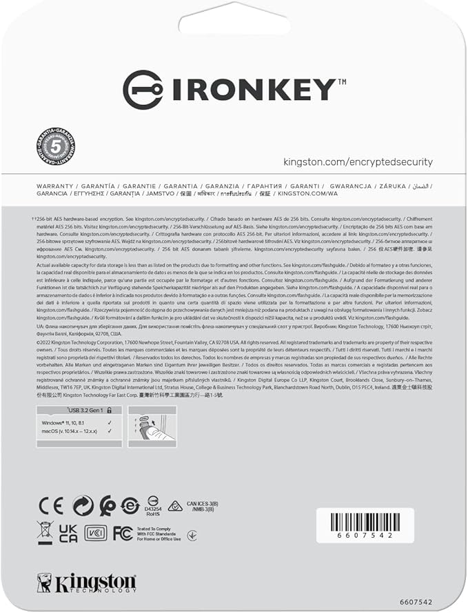 Kingston Ironkey Vault Privacy 50 USB-C 64GB Flash Drive | FIPS 197 Certified | XTS-AES 256-bit | BadUSB and Brute Force Protection | Mult-Password Option | IKVP50C/64GB