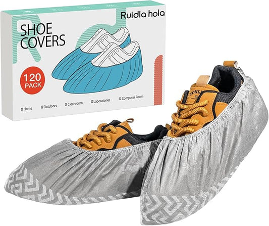 Shoe Covers Disposable 120 Pack, Non-Woven Booties for Shoes Covers,Durable Non Slip Shoe Protectors for Indoors, Breathable & Stretchable Fit for Most Sizes –Protector for Home, Real Estate, Work