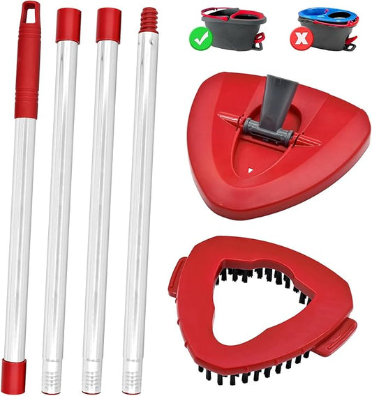 Spin Mop Handle for O-Cedar,Scrub Brush and Mop Base Compatible with Ocedar EasyWring 1 Tank System,4 Section 30" to 58" Mop Replacement Handle Stick Pole for O Cedar Spin Mop Refills and Brooms
