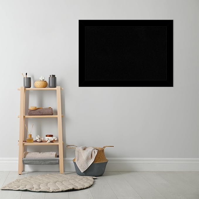 Amanti Art Black Cork Board for Wall, 29x41 Vision Board with Black Wood Frame, Large Corkboard Office Decor for Home Organization, Casual Corkboard Pinboard to Display Items for Home Organization in
