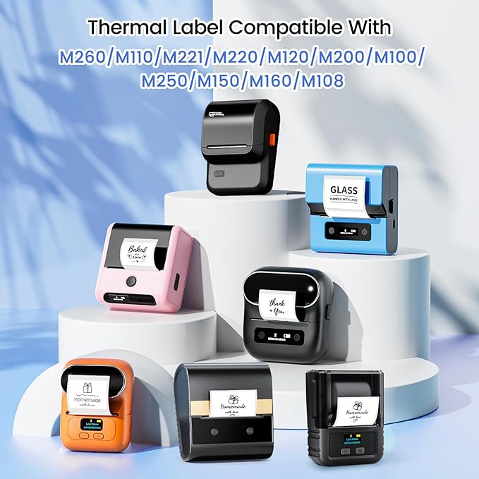 M100 Clear Thermal Label 1.57'' x 1.18'' (40 x 30 mm), Multi-Purpose Adhesive Transparent Thermal Labels Compatible with Label Maker M110/ M220/ M221/ M120/ M260/M150/M250, 230 Labels/Roll