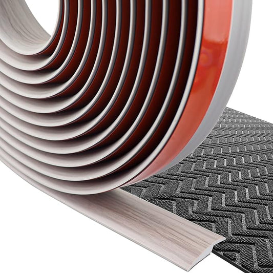 Floor Transition Strip Self Adhesive Carpet & Flooring Transitions Edging Trim Strip PVC Threshold Transitions Suitable for Threshold Height Less Than 5mm (20Ft, Wood Grain Gray-New)
