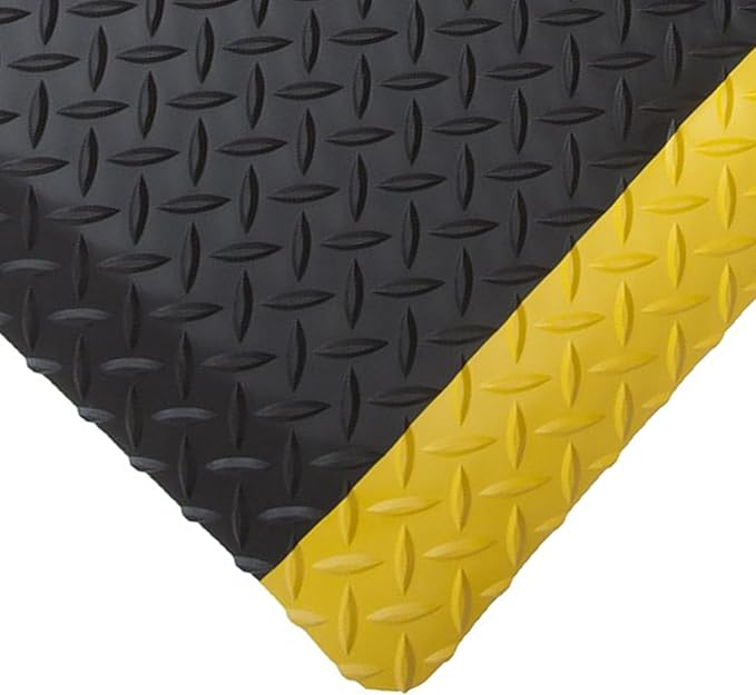 Rhino Mats, American Classic Diamond Anti-Fatigue Mats, Industrial Ergonomic Comfort Standing Mat for Work, Home, Garage, Office, Kitchen or Anywhere (Black/Yellow 9/16" Thick, 3 FT. x 5 FT.)