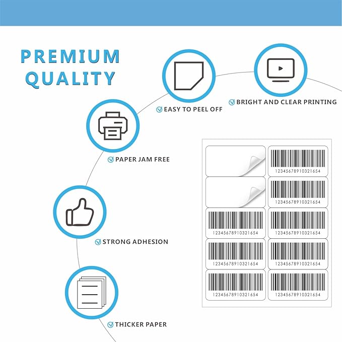 2"×4" Shipping Labels, JIQEZNL Premium 10 UP Address Labels, 300 Mailing Labels for Envelopes for Laser/Ink Jet Printer, White Paper Printable Sticker Labels 10 Per Sheet 8.5"×11"