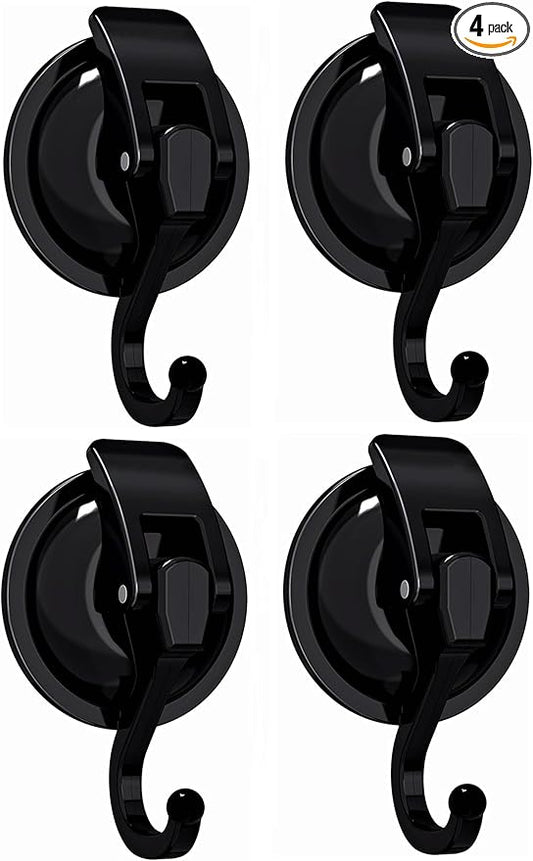 Wreath Cup Hook, Easy to Install and Remove, No Hole Punched,Black- Plated Plished Super Suction Hanger for Kitchen，Bathroom and Restroom,4Pack