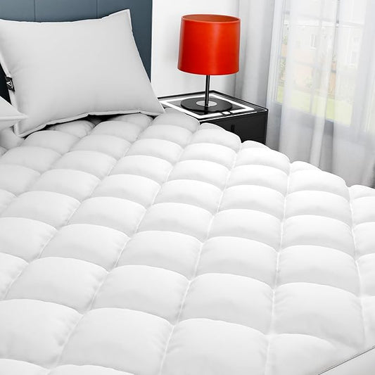 Sunflower Twin Mattress Pad, Hypoallergenic Cotton Mattress Cover College Dorm, 18-22" Extra Deep Pocket Quilted Protector, Breathable&Noiseless
