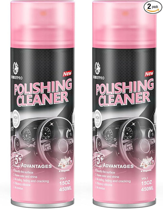 Car interior protectant Spray-Repels Dust & Staining,Restores & Protects Plastic, Vinyl, Leather - UV Guard, Anti-Aging, Long-Lasting Gloss, Exterior & Interior Car Polishing Cleaner (2 x 15oz)