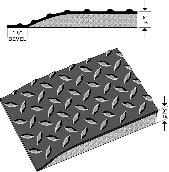 Rhino Mats, American Classic Diamond Anti-Fatigue Mats, Industrial Ergonomic Comfort Standing Mat for Work, Home, Garage, Office, Kitchen or Anywhere (Black 9/16" Thick, 3 FT. x 12 FT.)