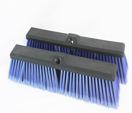 2PCS Push Broom Head Outdoor Large Stiff Bristle Broom Head - Excellent Cleaning Performance - Easy Installation Broom Head(Blue, 18 inches)