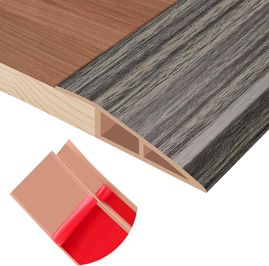 Floor Transition Strip Self Adhesive Vinyl Door Threshold for Doorways Carpet Edging Trim Overlap Edge Reducer for Laminate Floor, Carpet, Tile (Grayish Brown Wood Grain, 3/5" to 4/5", 3.3Ft)