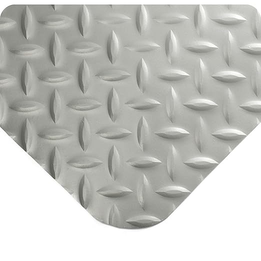 Wearwell 414.1516x2x21GY Diamond-Plate SpongeCote UltraSoft Mat, 21' Length x 2' Width x 15/16" Thick, Gray