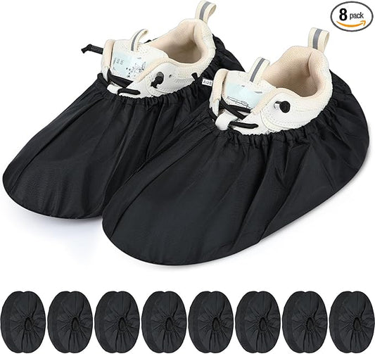 Frienda 8 Pairs Non Slip Reusable Shoe Covers Waterproof Boot Covers for Household Carpet Floor Protection Machine Washable (Medium)