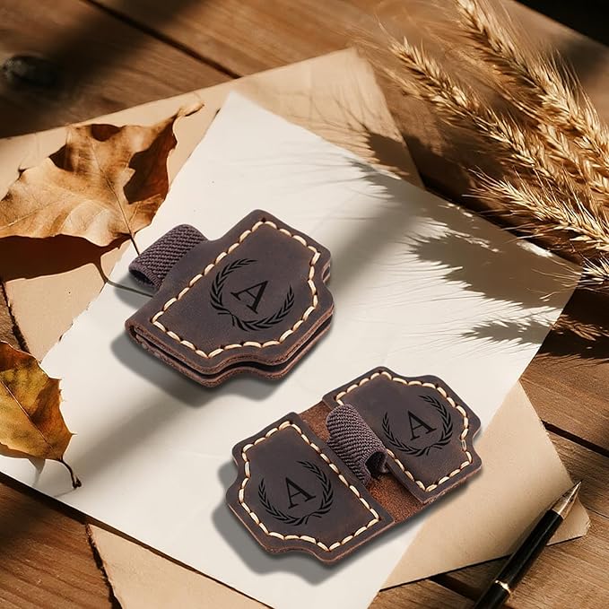Personalized Magnetic Leather Bookmark with Pen Holder - 26 Letters Custom Book Mark with Name Initial Engraved Book Marker for Readers, Book Lovers, Travelers - Gift for Women & Men(Light Brown，K