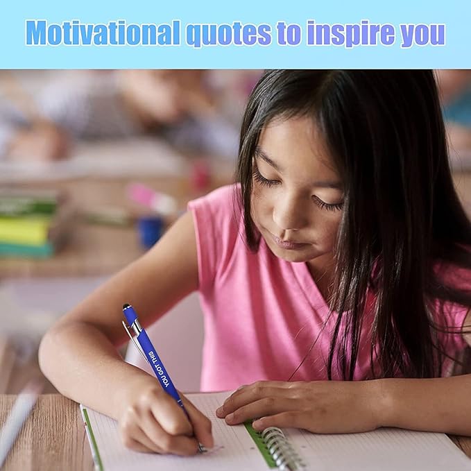 30 Pieces Inspirational Pens, Motivational Ballpoint Pen with Stylus Tip Funny Ink Pens Bulk Inspirational Gifts for Women Coworkers Office Supplies Black Ink