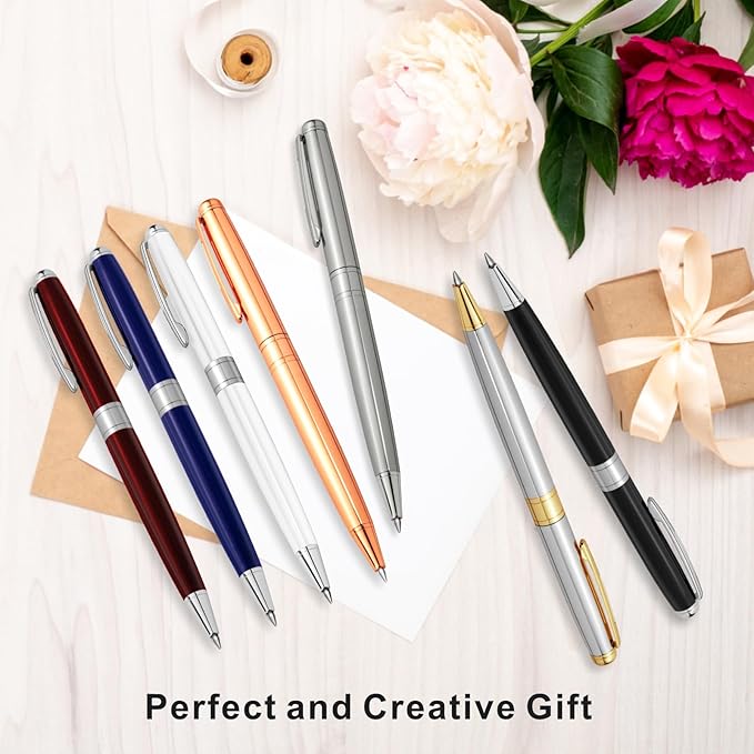Cambond Ballpoint Pens Black Ink Pens - Gold Bulk Pen Gift for Men Women Police Retractable Smooth Writing Pen Pack Black Ink 1.0 mm Medium Point,3 Pens with 3 Refills (Gold)