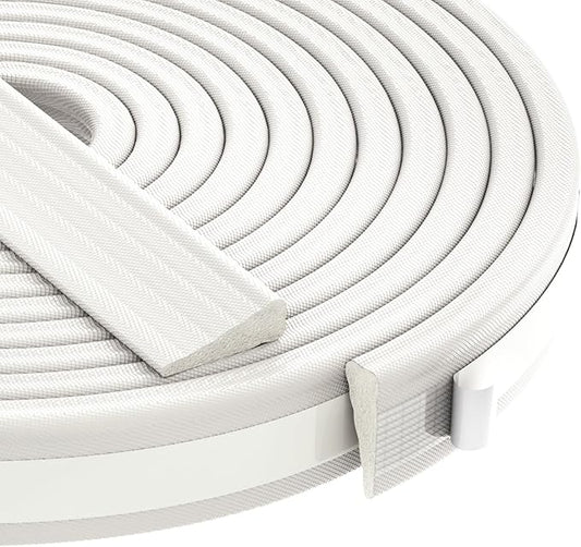 QDiShi 196" Wedge-Shape Weather Stripping Door Seal Weatherproof Foam Seals Self Adhesive Insulation Anti-Collision Strip Soundproofing Frame Insulation Tape Fits 0.13-0.31" Gaps(White)