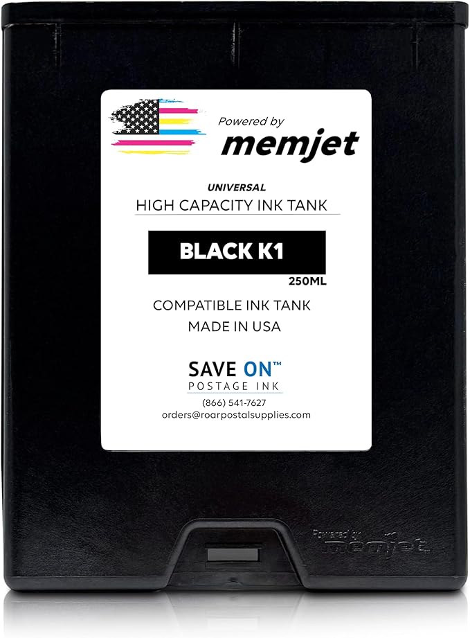 Quadient Memjet M5K250-N Compatible High Capacity Black Printer Ink Tank (250ml) - Printer Ink Cartridge for Mach Series Quadient & Hasler Printers - Fade-Resistant Replacement Inkjet Printer Ink