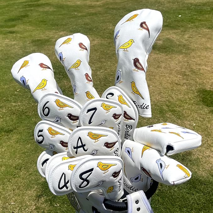 Premium Leather Golf Club Iron Covers - 10pcs/Set Wedge & Iron Headcovers with Velcro Closure