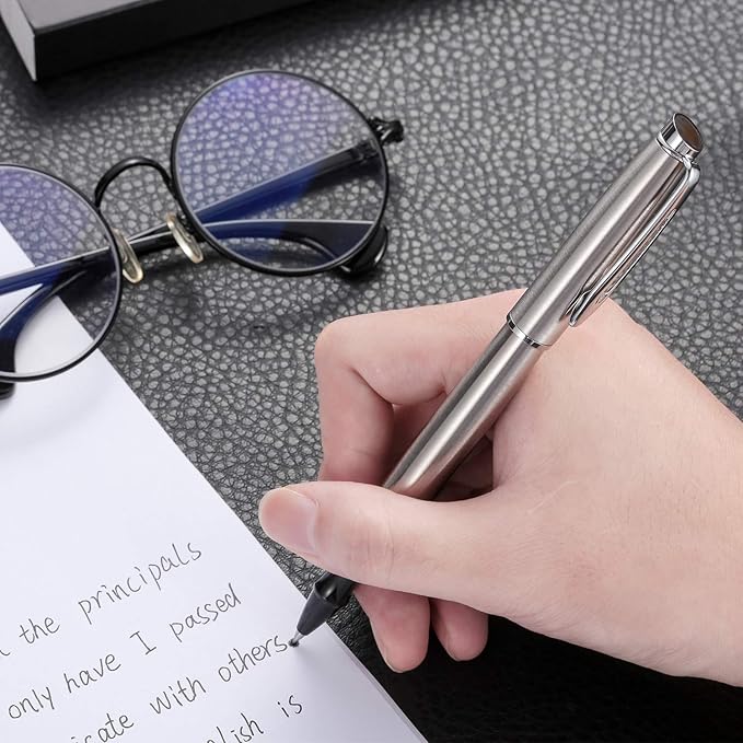 Rollerball Pen Fine Point Gel Black Ink Smooth Writing,Luxury Rollerball Pen with Chrome Finish Fancy Pen Gift Set for Executive Business Office School,Professional,Executive Pen G3 (Silver)