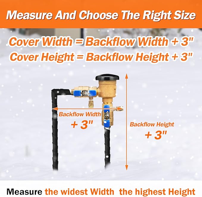 TOHONFOO Backflow Preventer Pipe Insulation Cover (5°F) - Irrigation Sprinkler Valve Insulated Pouch - Water Well Pump Cover - Sturdy 5 Layers for Winter Freeze Protection, 14" W x 26" H, Grey