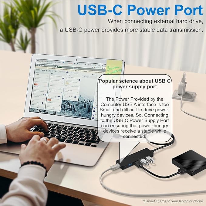 Aceele 4-Port USB 3.0 Hub, Ultra-Slim Data USB Hub with 2ft Extended Cable [Charging Not Supported], USB Extender for MacBook, Mac Pro, Mac Mini, iMac, Surface Pro, XPS, PC, Flash Drive, Mobile HDD