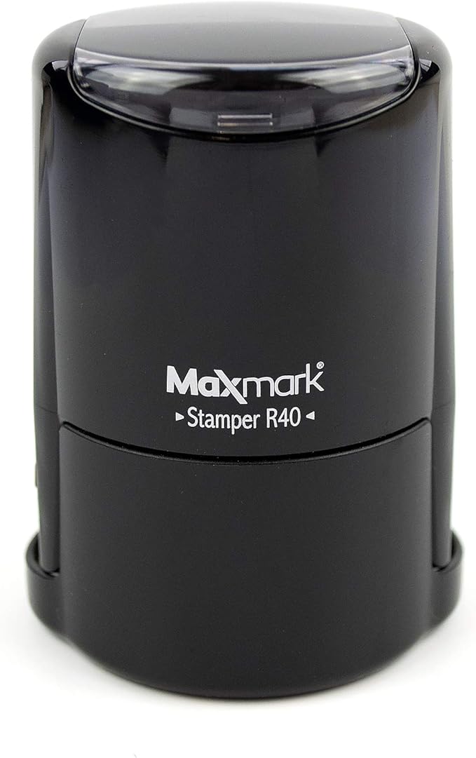MaxMark Round Notary Stamp for State of Arizona- Self Inking Stamp -Top Brand Unit with Bottom Locking Cover for Longer Lasting Stamp - 5 Year Warranty