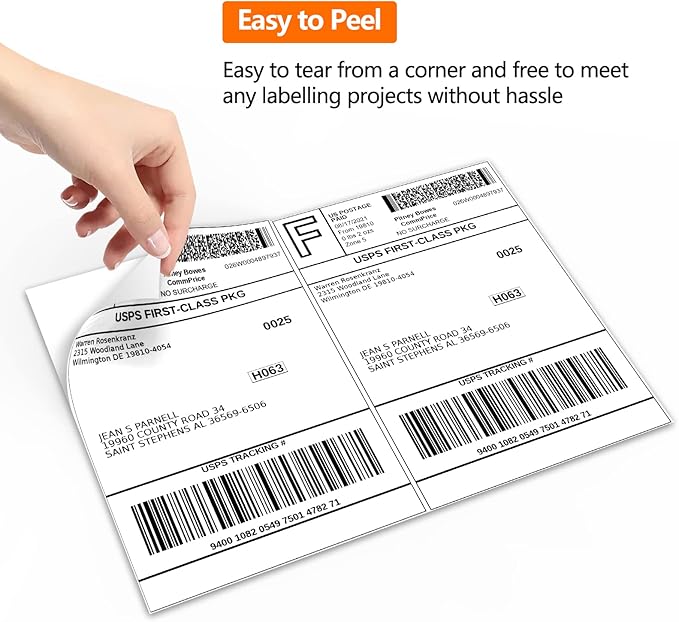 100 Half Sheet Shipping Labels 5-1/2" X 8-1/2" Address Blank Labels Laser/Ink Jet