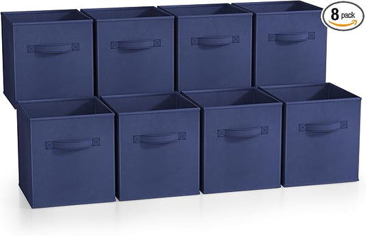 Sorbus Fabric Storage Cubes - 8 Foldable Storage Bins for Organizing Pantry, Cubbies, Toy Box - Clothes Storage & Closet Organizer - 11 Inch Collapsible Cube Baskets for Shelves with Handle