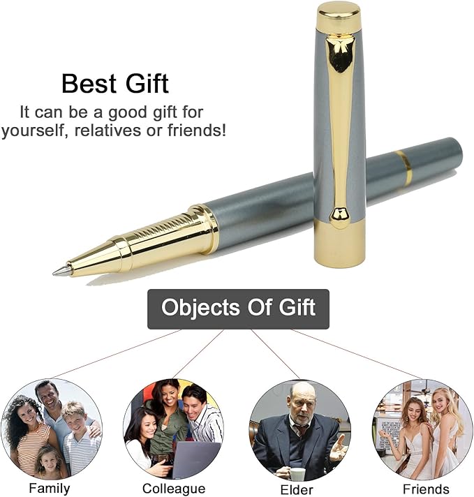 YIVONKA Ballpoint Pen Black Refill,Luxury Ballpoint Line width 0.5mm,Best Ball Pen Gift Set for Men & Women Professional Executive,Office,Nice BallPens Classy Gift Box (Blue)