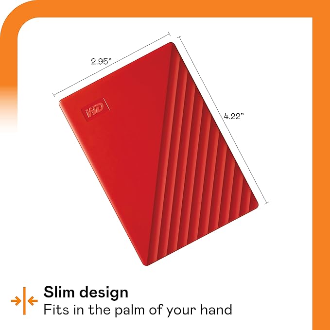 WD 4TB My Passport, Portable External Hard Drive, Red, backup software with defense against ransomware, and password protection, USB 3.1/USB 3.0 compatible - WDBPKJ0040BRD-WESN