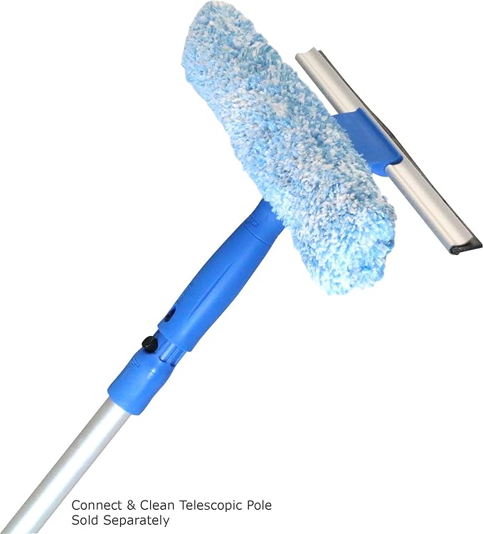 Unger Professional 2-in-1 Squeegee & Scrubber - 14” Window Cleaning Tool – Cleaning Supplies, Squeegee for Window Cleaning, Commercial & Residential Use, Microfiber Sleeve (Pack of 10)