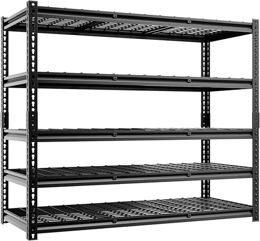 5-Tier 60" W X 24" D X 72" H Storage Shelves 3000LBS Garage Shelving Metal Storage Racks and Shelving Adjustable Heavy Duty Shelf Units for Basement Industrial(Black)