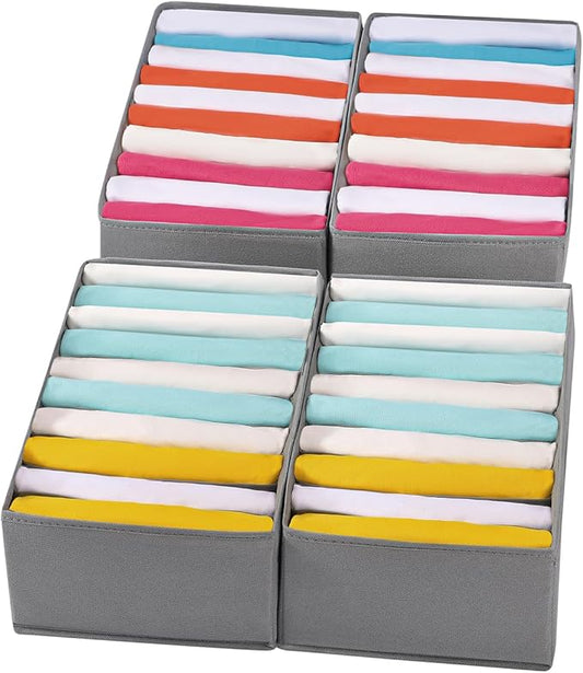 4 Packs T-shirt Drawer Organizers for Clothing,10 Grids Compartment Wardrobe Storage Box, Clothes Organizer for Folded Clothes, T-shirt, Legging-15.75''x9.06''x5.91''