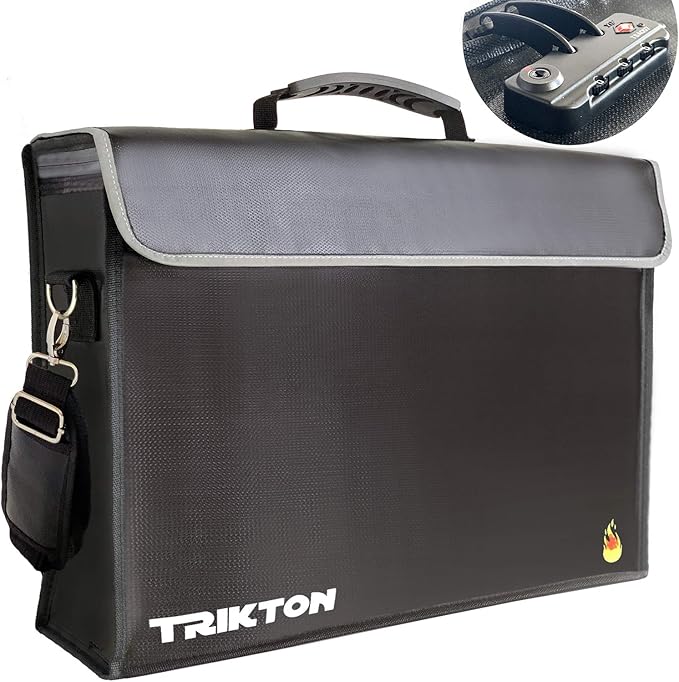 Fireproof and Waterproof Document Bag XXL 17.5x13x5 with Lock TSA for Travel, High-Viz Design, Fireproof Lock Box for Documents, Holds A3, Legal Size Files, Developed by USA Engineers and Firefighters