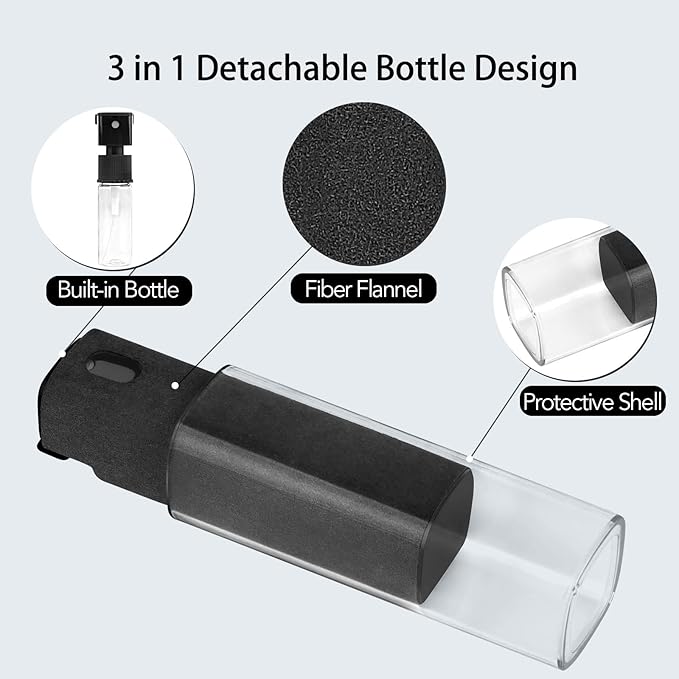 3 Pcs Fingerprint Proof Screen Cleaner, 3 in 1Touchscreen Mist Cleaner Spray Wipe Screen Cleaner Soft Fiber Flannel, Safe for All Phones Glasses Tablet Laptop TV Watch Screens(Grey)