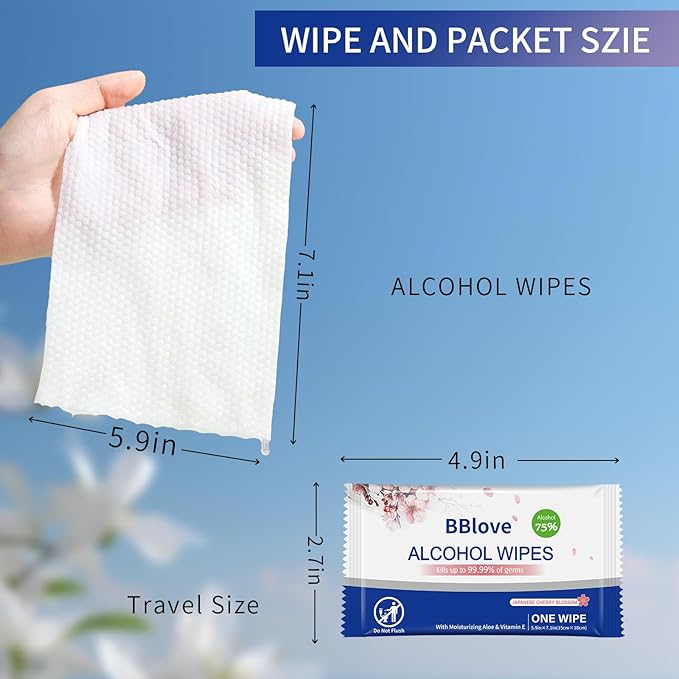 75% Alcohol Hand Sanitizer with Aloe Moisturizer & Vitamin E for On-the-Go Use, All-Purpose Travel Wipes Count, Restaurant, Home Office