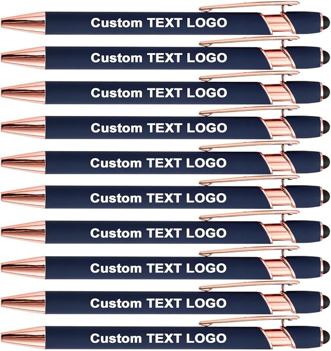 Custom Engraved Ballpoint Pens Bulk, Personalized with Name/Logo, Black or Blue Ink, Smooth Writing for Office, School, Business, Church, Reunion 50 Pcs Blue