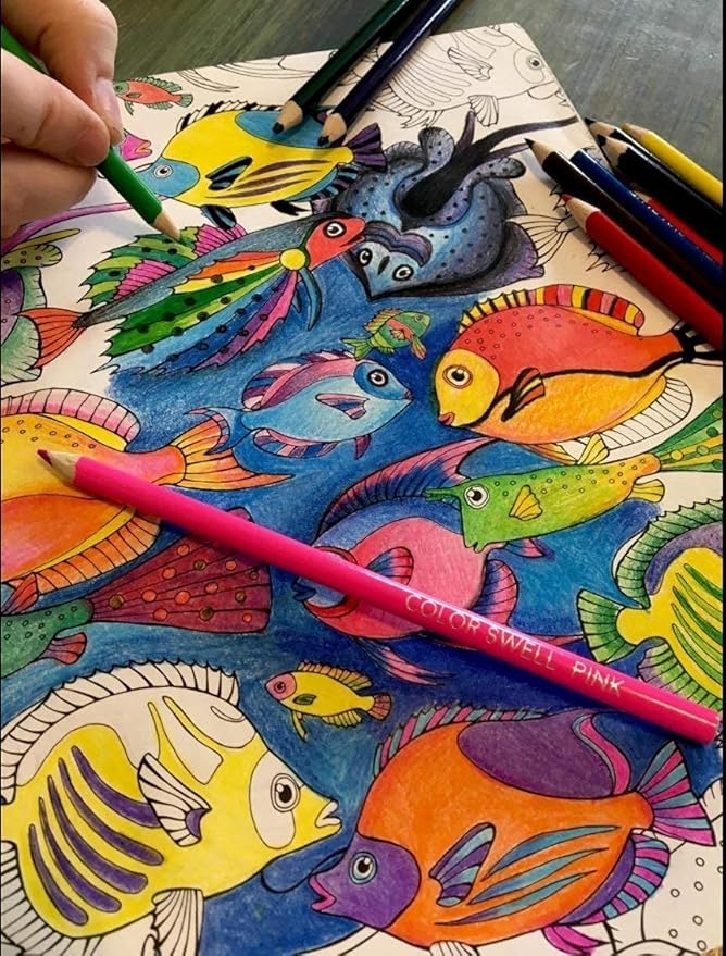 Color Swell Colored Pencil Pack 12 Count Assorted Vibrant Pre-Sharpened Colors Perfect for Kids, Teachers, Classrooms, and All Ages
