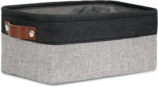 DULLEMELO Small Collapsible Fabric Basket for Organizing, Shelves, Closets, Laundry, Nursery, Decorative Gift Basket (Black&Gray)