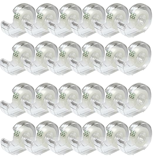 Tape, Clear Tape,Transparent Tape for Office Supplies and School Supplies,Glossy Finish,3/4 in x 720 in, Dispensered, 24 Pack